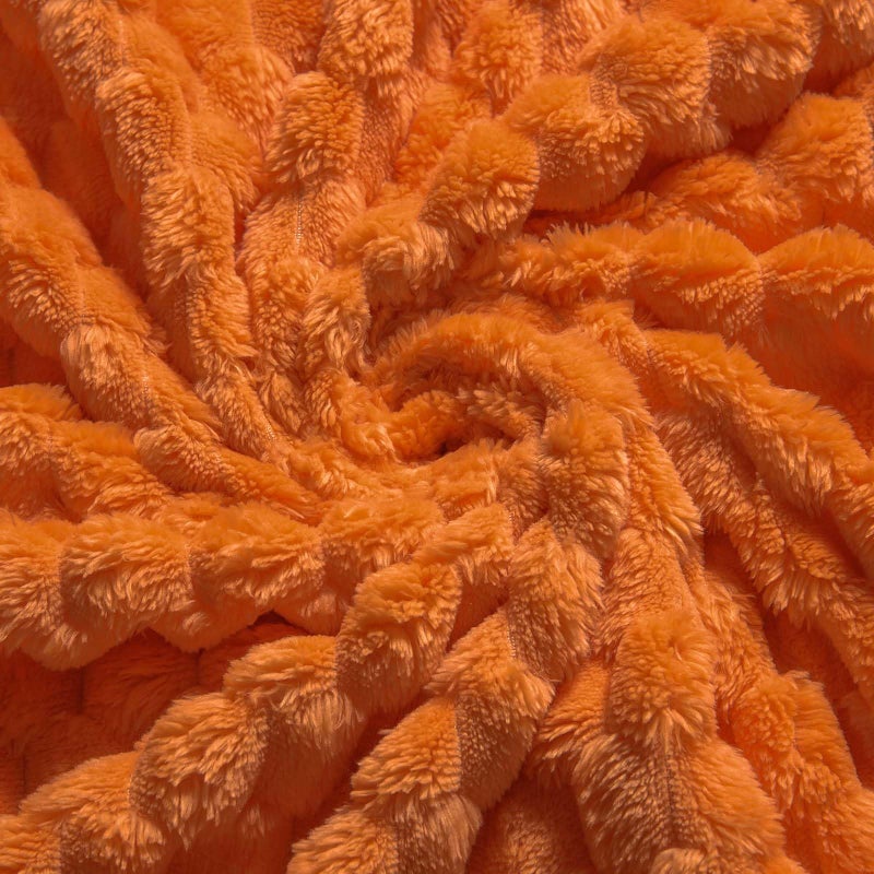 Vessia Flannel Fleece Throw Blanket(50x70 inch)  3D Jacquard Burnt Orange Fuzzy and Warm Blanket for Couch Sofa Bed Chair  300GSM Super Soft Touch Cozy Lightweight Throw for All-Season Home Decor - Image 5